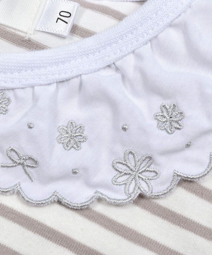 Slap Slip Baby Scalloped Edge Embroidered Collar Bodysuit Mini Baby