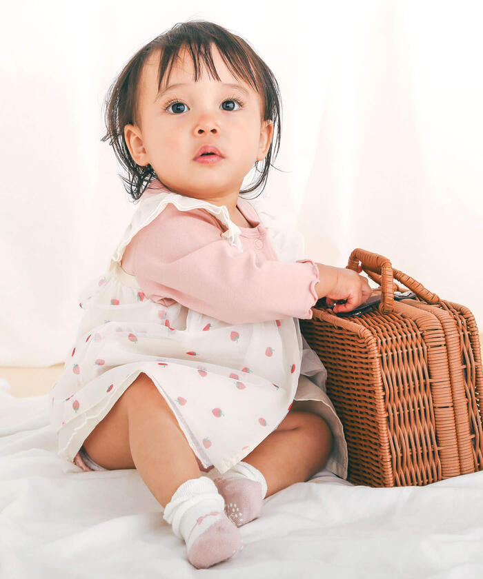 Slap Slip Baby Strawberry Pattern Tulle Skirt Docking Romper Baby