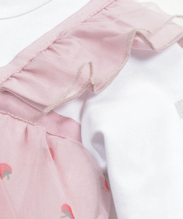Slap Slip Baby Strawberry Pattern Tulle Skirt Docking Romper Baby