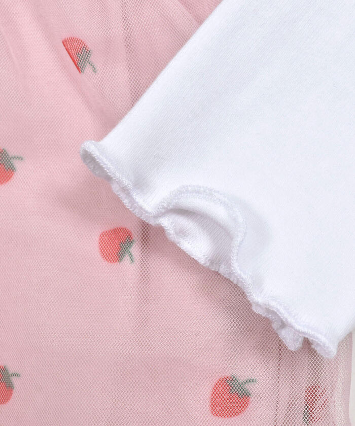 Slap Slip Baby Strawberry Pattern Tulle Skirt Docking Romper Baby