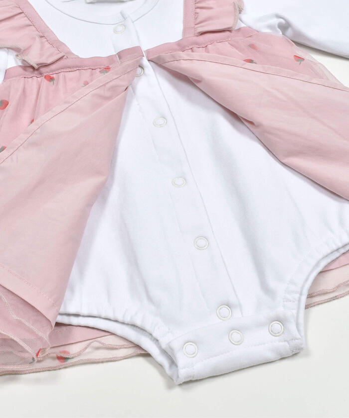 Slap Slip Baby Strawberry Pattern Tulle Skirt Docking Romper Baby