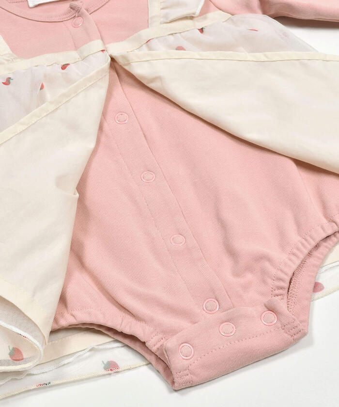 Slap Slip Baby Strawberry Pattern Tulle Skirt Docking Romper Baby
