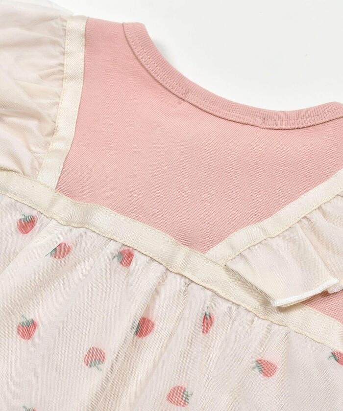 Slap Slip Baby Strawberry Pattern Tulle Skirt Docking Romper Baby