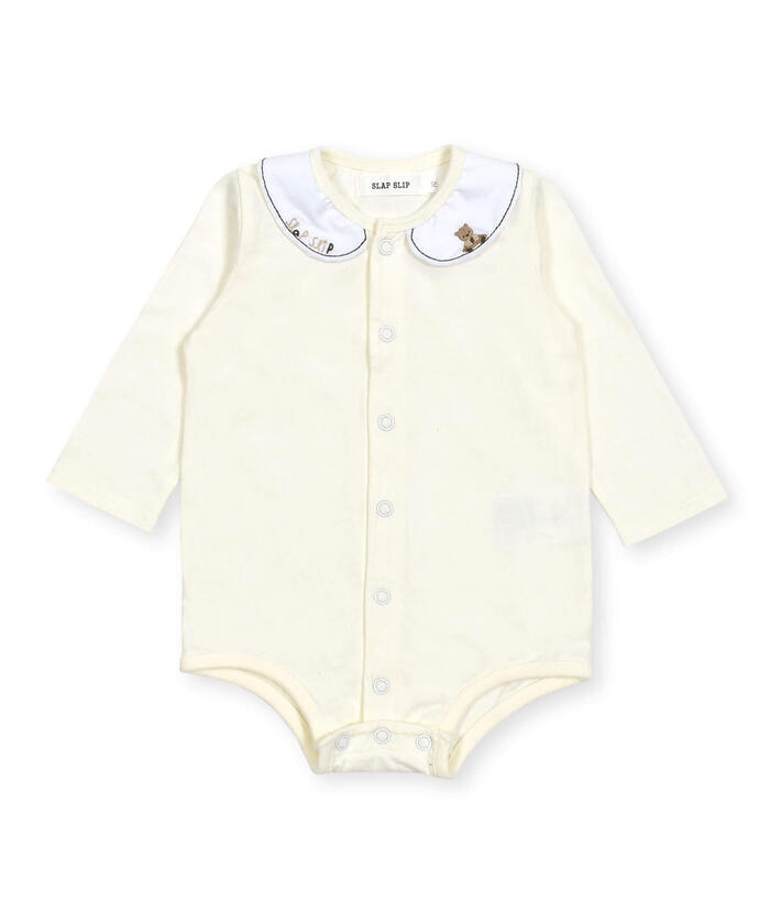斯拉普 斯利普 嬰兒 SLAP SLIP BABY 刺繡領口無地條紋切換身體迷你嬰兒