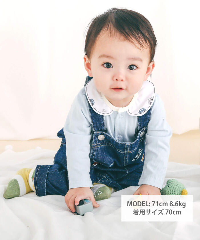 斯拉普 斯利普 嬰兒 SLAP SLIP BABY 刺繡領口無地條紋切換身體迷你嬰兒