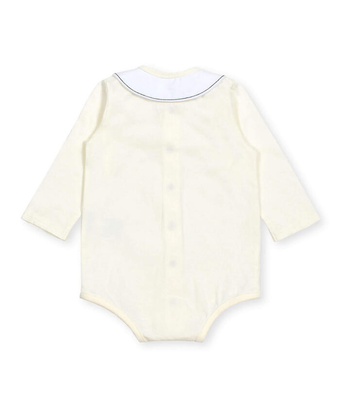 斯拉普 斯利普 嬰兒 SLAP SLIP BABY 刺繡領口無地條紋切換身體迷你嬰兒