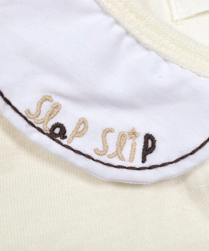 斯拉普 斯利普 嬰兒 SLAP SLIP BABY 刺繡領口無地條紋切換身體迷你嬰兒