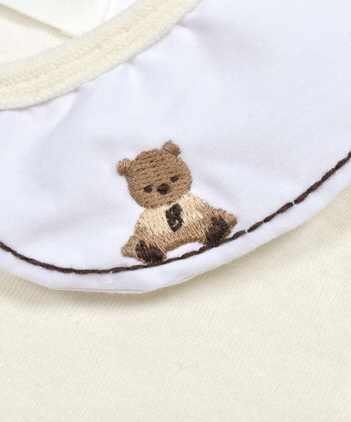 斯拉普 斯利普 嬰兒 SLAP SLIP BABY 刺繡領口無地條紋切換身體迷你嬰兒