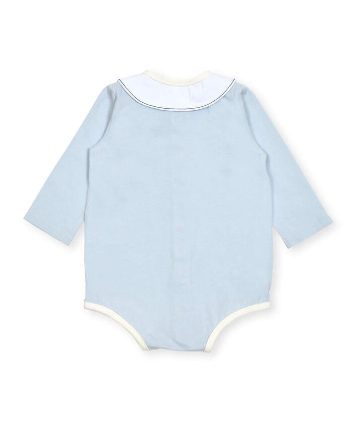 斯拉普 斯利普 嬰兒 SLAP SLIP BABY 刺繡領口無地條紋切換身體迷你嬰兒