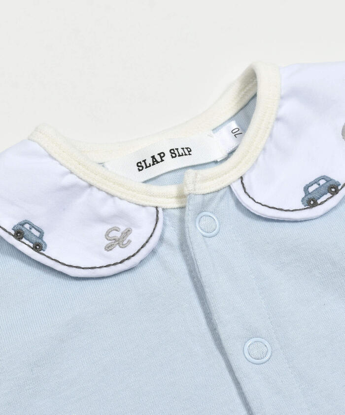 斯拉普 斯利普 嬰兒 SLAP SLIP BABY 刺繡領口無地條紋切換身體迷你嬰兒