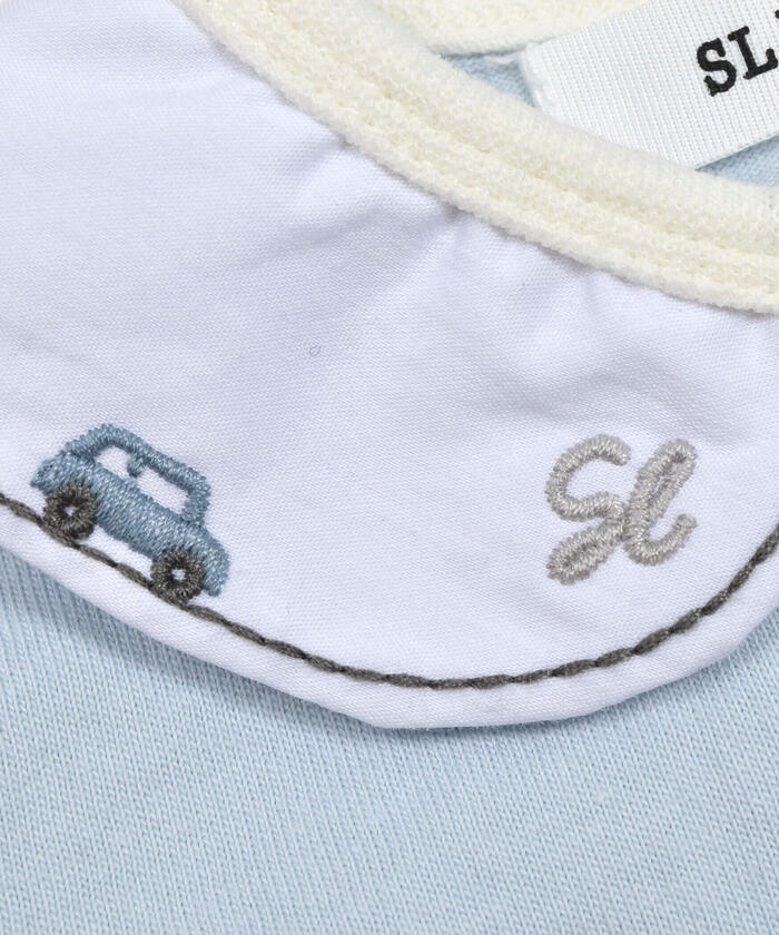 斯拉普 斯利普 嬰兒 SLAP SLIP BABY 刺繡領口無地條紋切換身體迷你嬰兒