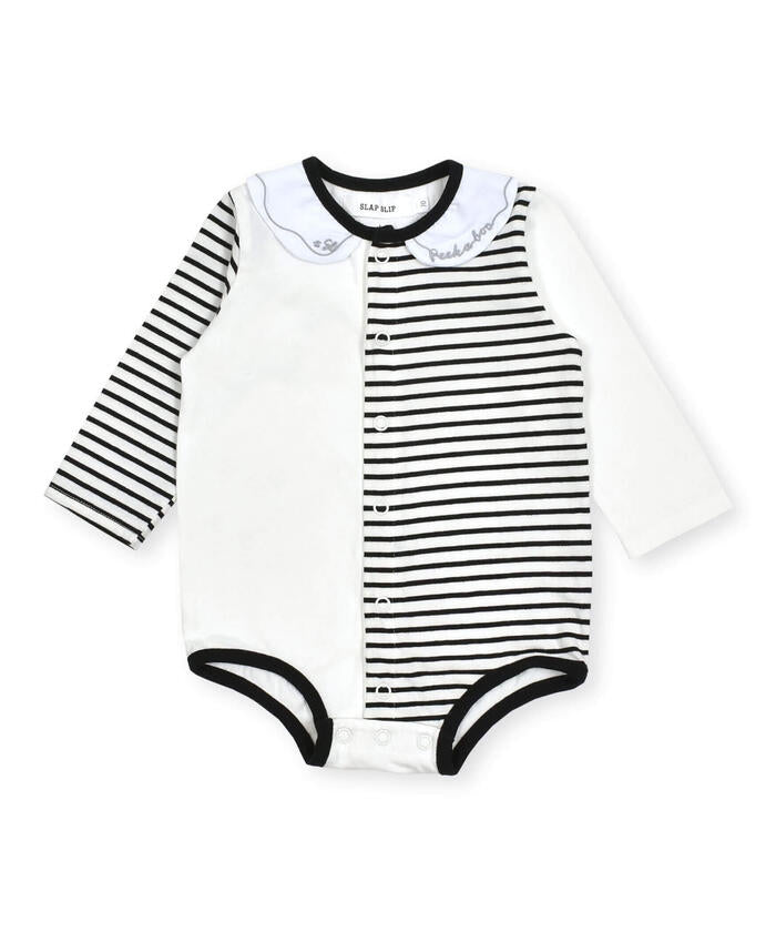 斯拉普 斯利普 嬰兒 SLAP SLIP BABY 刺繡領口無地條紋切換身體迷你嬰兒