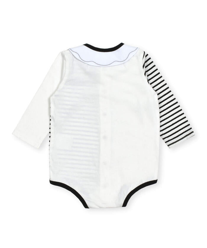 斯拉普 斯利普 嬰兒 SLAP SLIP BABY 刺繡領口無地條紋切換身體迷你嬰兒