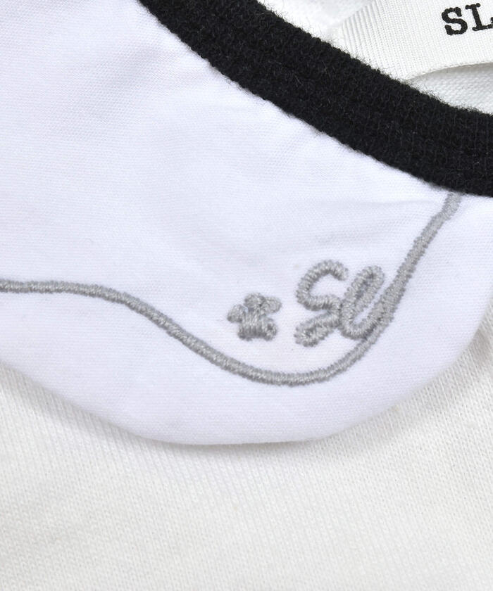 斯拉普 斯利普 嬰兒 SLAP SLIP BABY 刺繡領口無地條紋切換身體迷你嬰兒