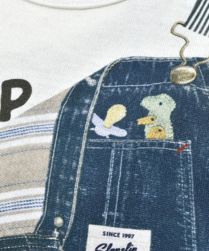 斯拉普 斯利普 嬰兒 SLAP SLIP BABY 牛仔背帶褲印花短袖連身衣嬰兒