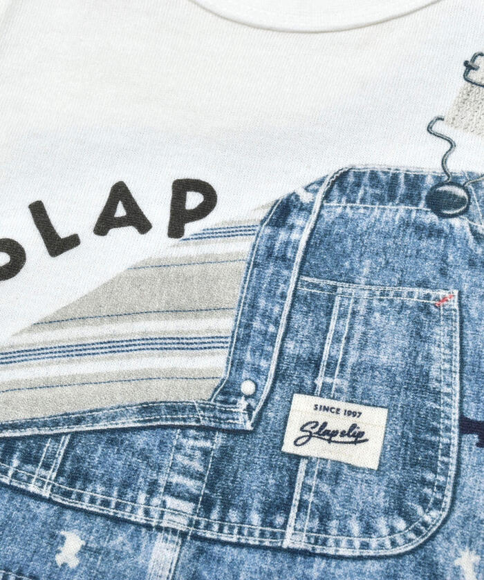 斯拉普 斯利普 嬰兒 SLAP SLIP BABY 牛仔背帶褲印花短袖連身衣嬰兒
