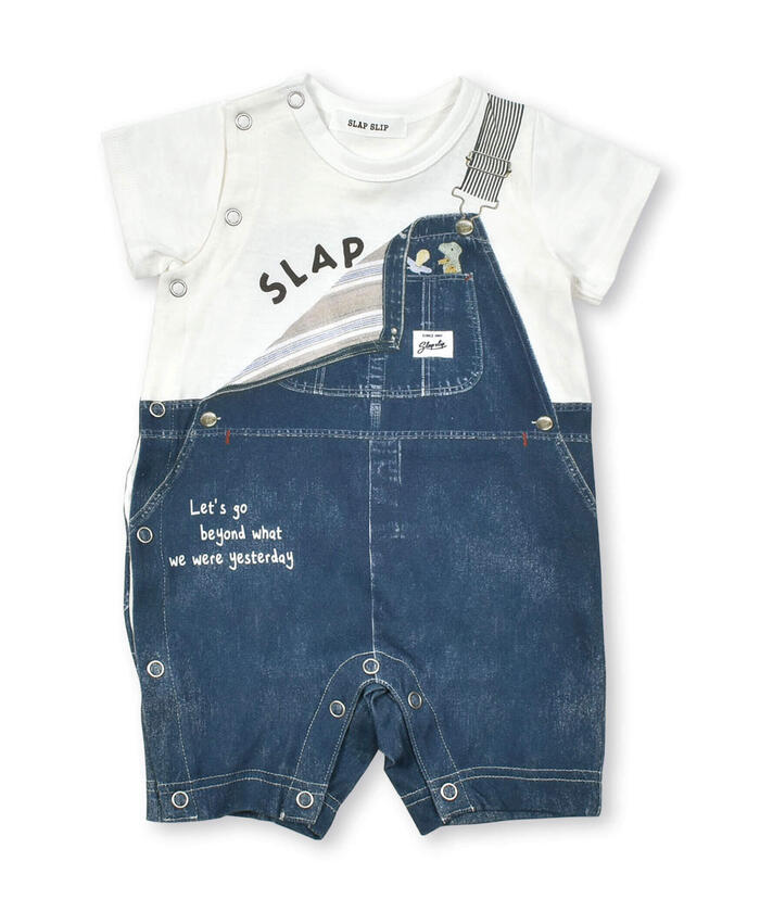 斯拉普 斯利普 嬰兒 SLAP SLIP BABY 牛仔背帶褲印花短袖連身衣嬰兒