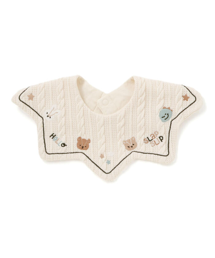 スラップ スリップ ベビー SLAP SLIP BABY いろいろモチーフ刺しゅう縁ラインツンツンお星さまスタイベビー【返品不可商品】 （オフホワイト(アニマル＆恐竜)） オフホワイト(アニマル＆恐竜)