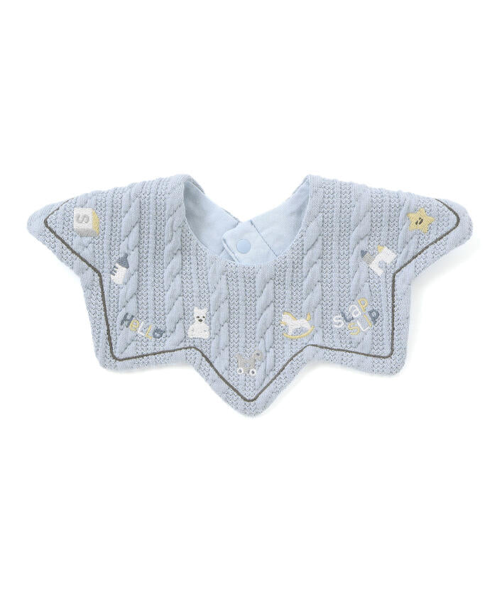スラップ スリップ ベビー SLAP SLIP BABY いろいろモチーフ刺しゅう縁ラインツンツンお星さまスタイベビー【返品不可商品】 （オフホワイト(アニマル＆恐竜)） オフホワイト(アニマル＆恐竜)