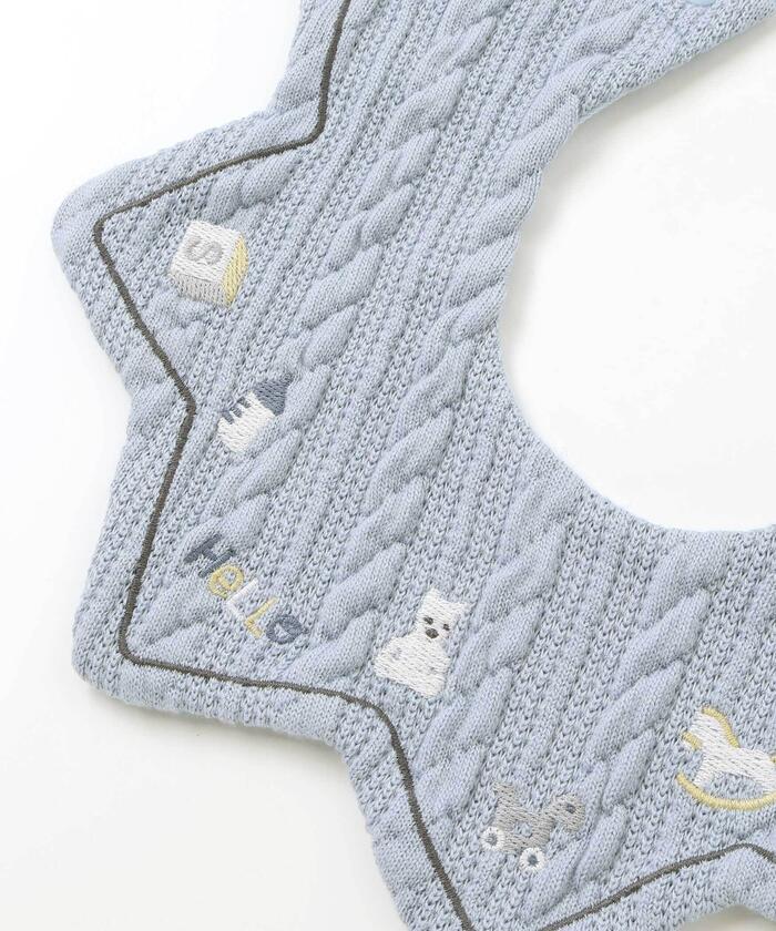 スラップ スリップ ベビー SLAP SLIP BABY いろいろモチーフ刺しゅう縁ラインツンツンお星さまスタイベビー【返品不可商品】 （オフホワイト(アニマル＆恐竜)） オフホワイト(アニマル＆恐竜)