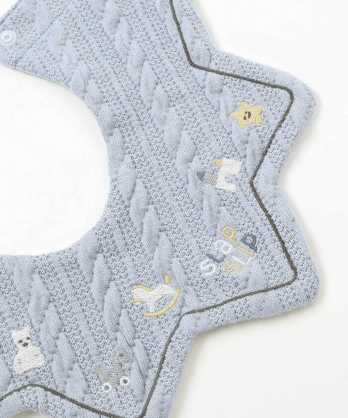 スラップ スリップ ベビー SLAP SLIP BABY いろいろモチーフ刺しゅう縁ラインツンツンお星さまスタイベビー【返品不可商品】 （オフホワイト(アニマル＆恐竜)） オフホワイト(アニマル＆恐竜)