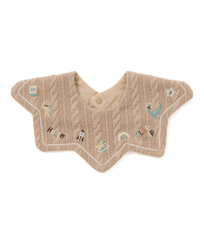 スラップ スリップ ベビー SLAP SLIP BABY いろいろモチーフ刺しゅう縁ラインツンツンお星さまスタイベビー【返品不可商品】 （オフホワイト(アニマル＆恐竜)） オフホワイト(アニマル＆恐竜)