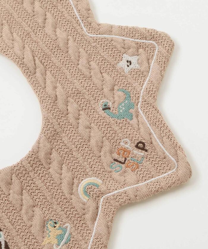 スラップ スリップ ベビー SLAP SLIP BABY いろいろモチーフ刺しゅう縁ラインツンツンお星さまスタイベビー【返品不可商品】 （オフホワイト(アニマル＆恐竜)） オフホワイト(アニマル＆恐竜)