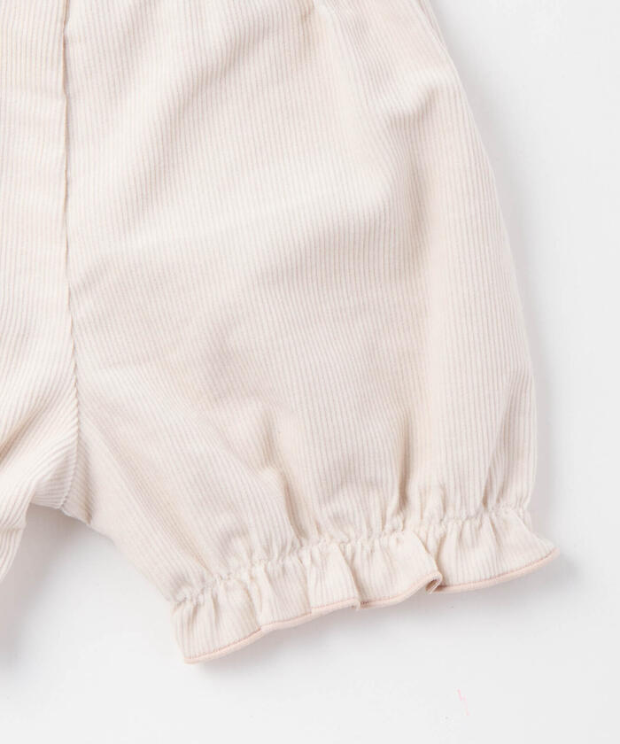 スラップ スリップ ベビー SLAP SLIP BABY 肩フリルコールテン刺しゅうワンピース+ブルマ2点セットベビー