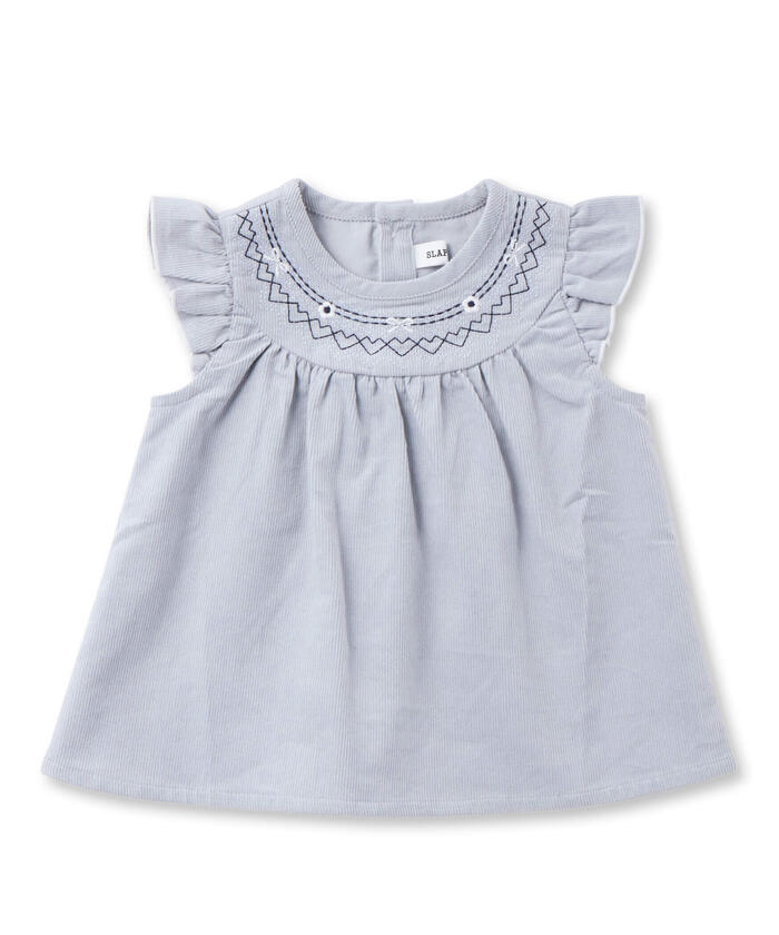スラップ スリップ ベビー SLAP SLIP BABY 肩フリルコールテン刺しゅうワンピース+ブルマ2点セットベビー