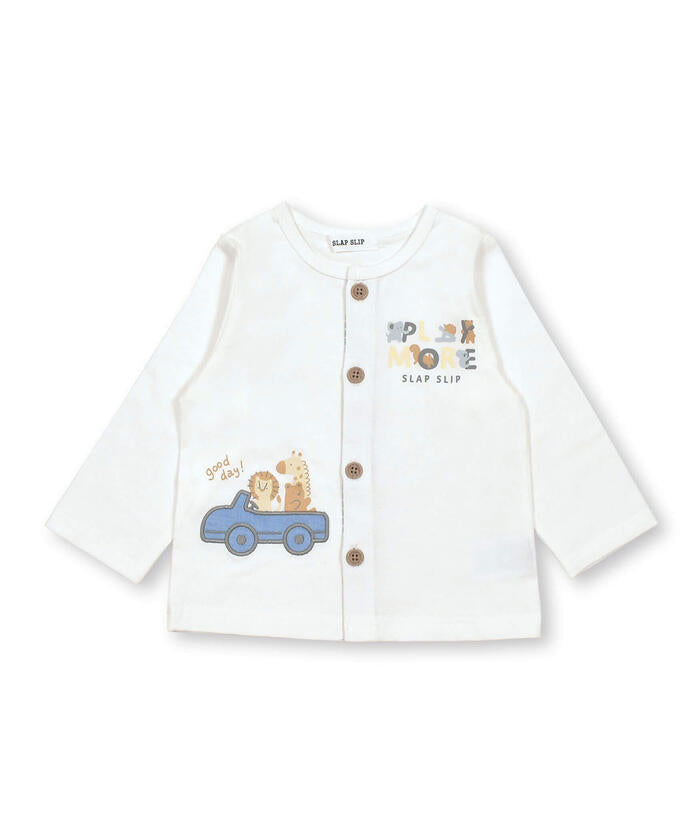 斯拉普 斯利普 嬰兒 SLAP SLIP BABY 【UV防護】無袖雙色動物印花刺繡開衫嬰兒(70~