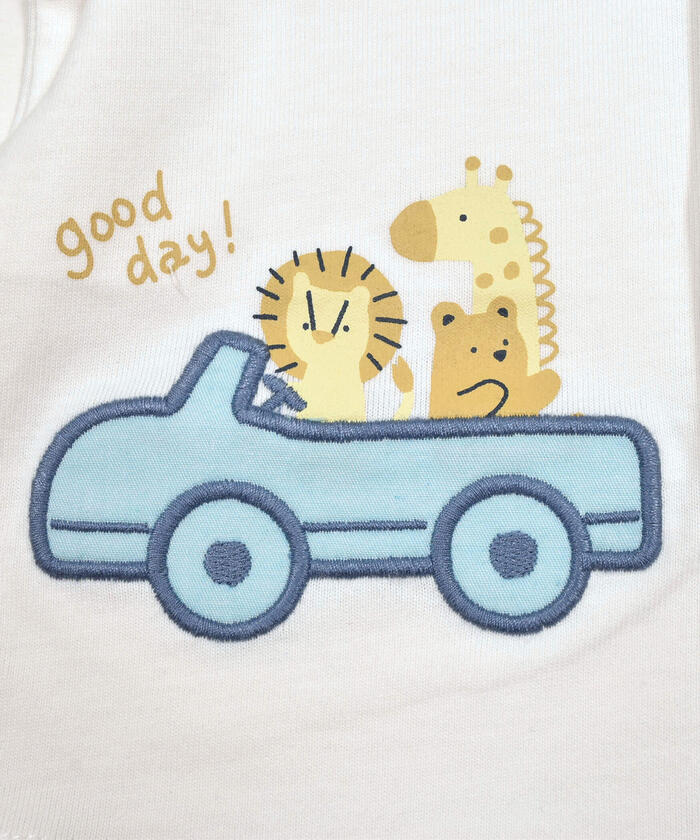 斯拉普 斯利普 嬰兒 SLAP SLIP BABY 【UV防護】無袖雙色動物印花刺繡開衫嬰兒(70~