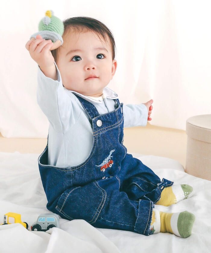 Slap Slip Baby SLAP SLIP BABY Dinosaur Embroidered Denim Twill Overall Baby