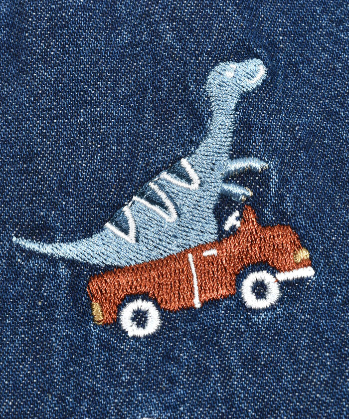 Slap Slip Baby SLAP SLIP BABY Dinosaur Embroidered Denim Twill Overall Baby