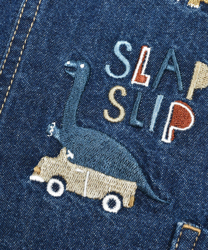 Slap Slip Baby SLAP SLIP BABY Dinosaur Embroidered Denim Twill Overall Baby