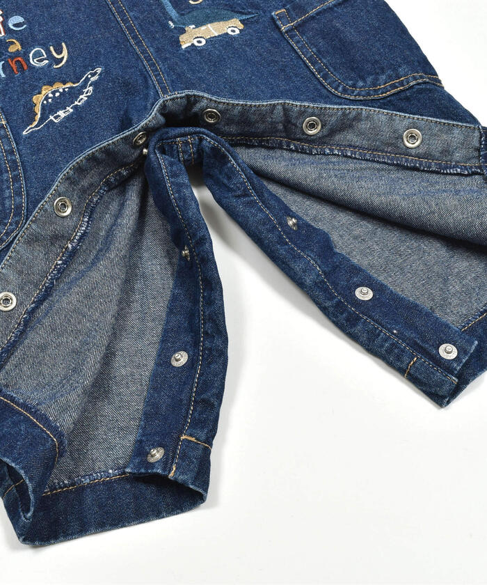 Slap Slip Baby SLAP SLIP BABY Dinosaur Embroidered Denim Twill Overall Baby