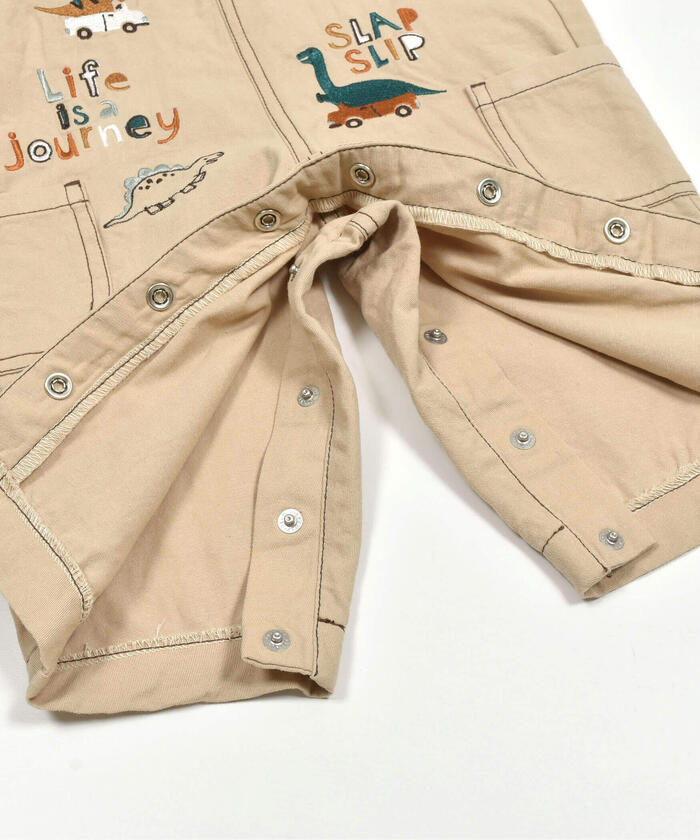 Slap Slip Baby SLAP SLIP BABY Dinosaur Embroidered Denim Twill Overall Baby