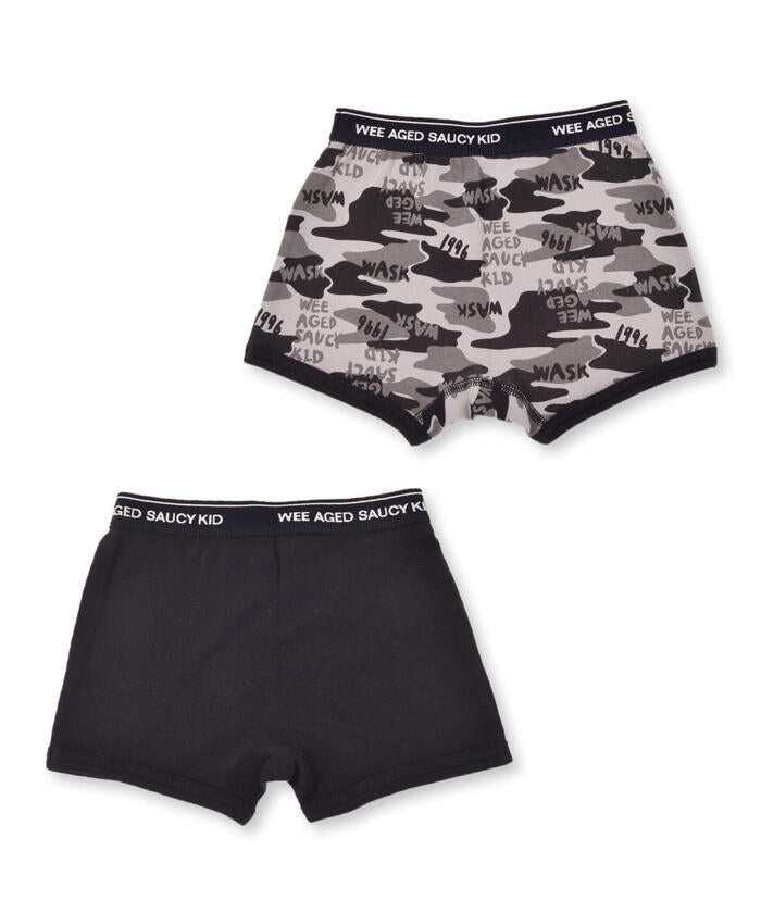 WASK Plain + Camouflage Logo Pattern 2P Ribbed Shorts [Non-returnable item]