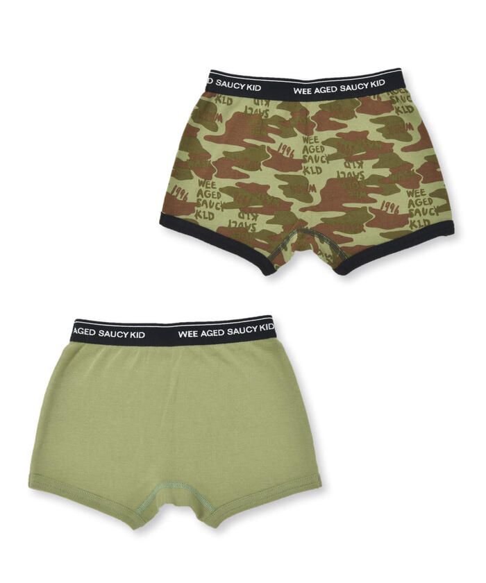 WASK Plain + Camouflage Logo Pattern 2P Ribbed Shorts [Non-returnable item]