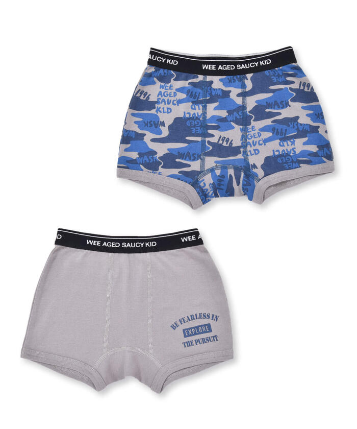 WASK Plain + Camouflage Logo Pattern 2P Ribbed Shorts [Non-returnable item]