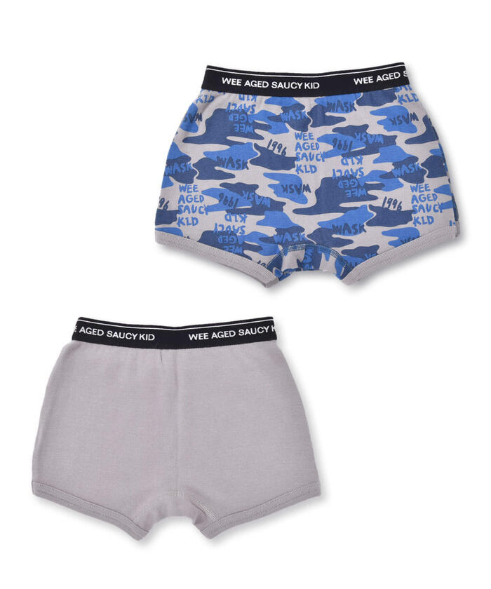 WASK Plain + Camouflage Logo Pattern 2P Ribbed Shorts [Non-returnable item]