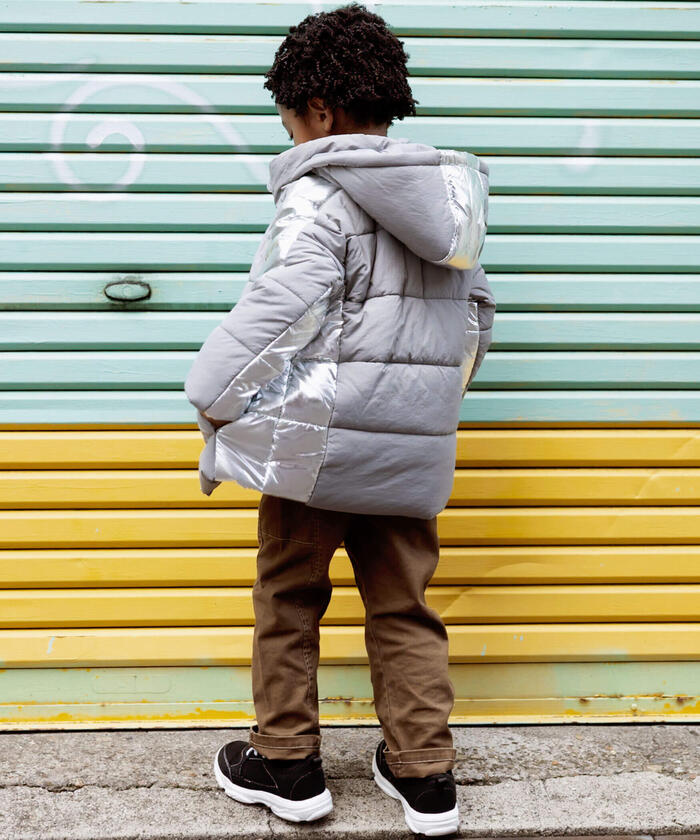 WASK Water-Repellent Process Silver Contrast Mid-Weight Taffeta Jacket