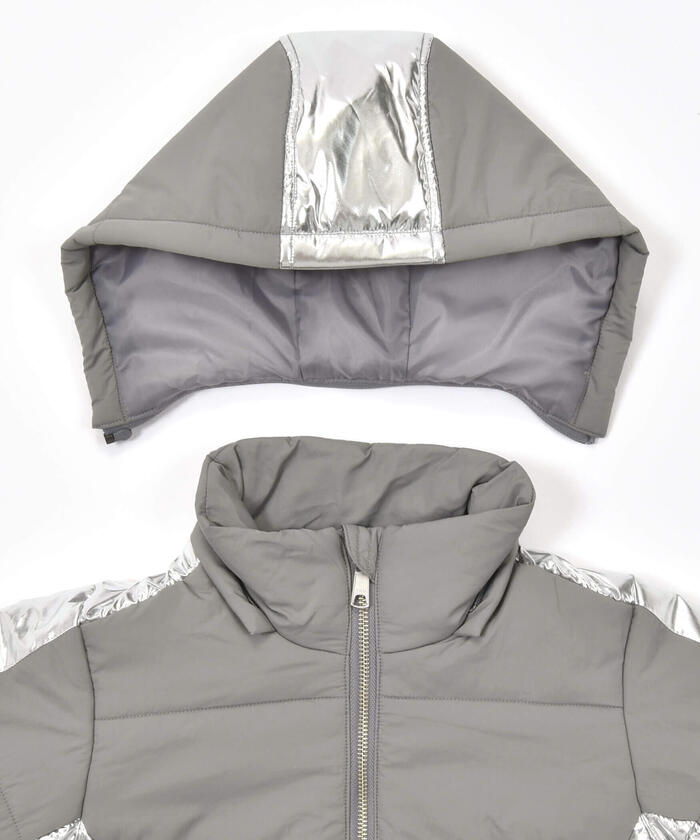 WASK Water-Repellent Process Silver Contrast Mid-Weight Taffeta Jacket