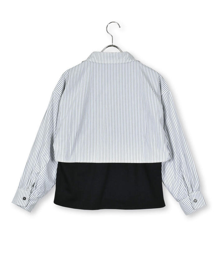 ZIDDY 【 Nico☆Puchi掲載 】 Stripe Shirt & Logo Embroidered T-Shirt Set (130~1)