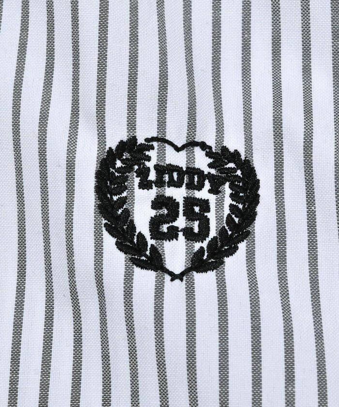 ZIDDY 【 Nico☆Puchi掲載 】 Stripe Shirt & Logo Embroidered T-Shirt Set (130~1)