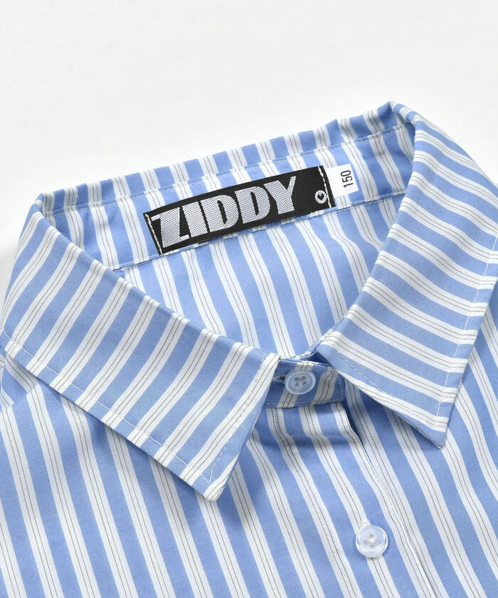 ZIDDY 【 Nico☆Puchi掲載 】 Stripe Shirt & Logo Embroidered T-Shirt Set (130~1)