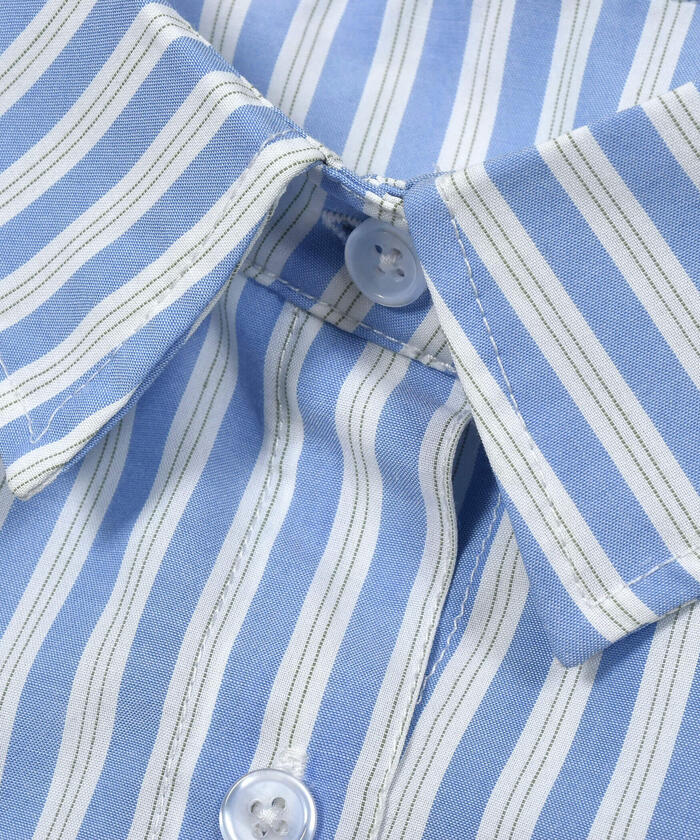 ZIDDY 【 Nico☆Puchi掲載 】 Stripe Shirt & Logo Embroidered T-Shirt Set (130~1)