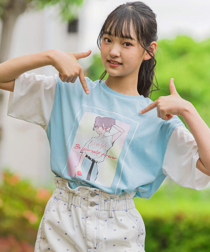 ジディー ZIDDY 女孩印花T恤