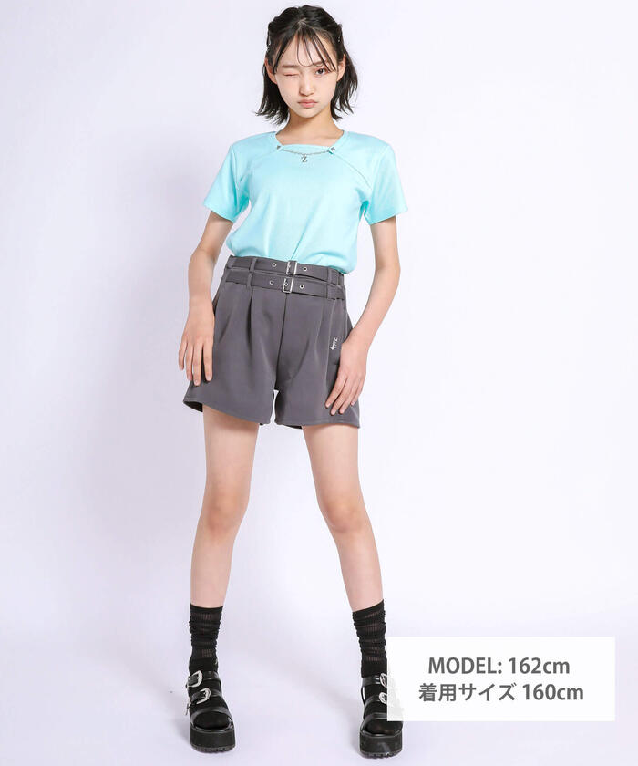 ZIDDY 【 Featured in Nico☆Puchi 】 Chain Detachable Ribbed T-Shirt