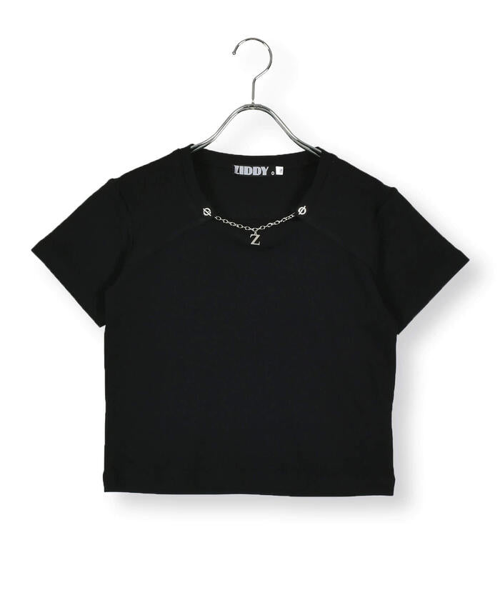 ZIDDY 【 Featured in Nico☆Puchi 】 Chain Detachable Ribbed T-Shirt