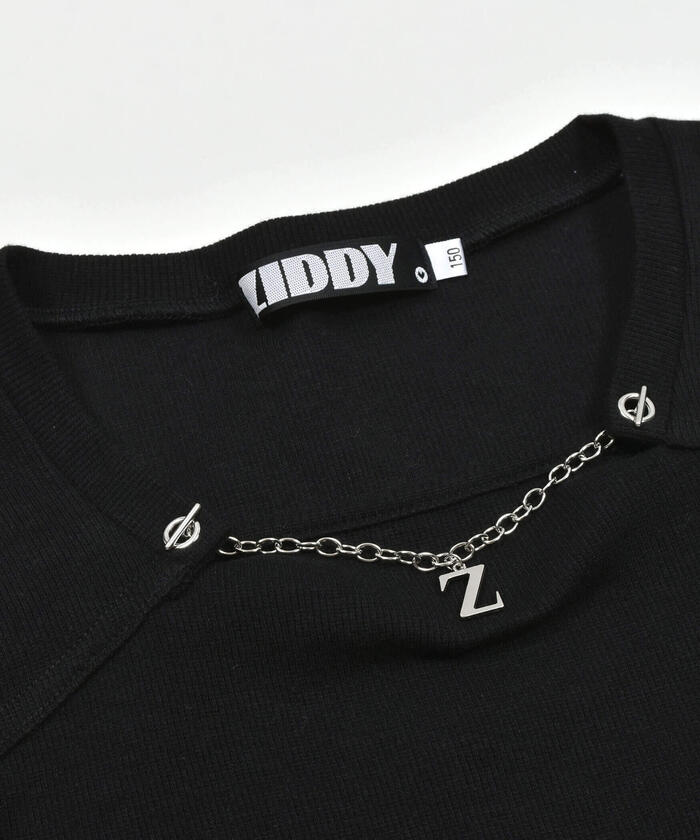 ZIDDY 【 Featured in Nico☆Puchi 】 Chain Detachable Ribbed T-Shirt
